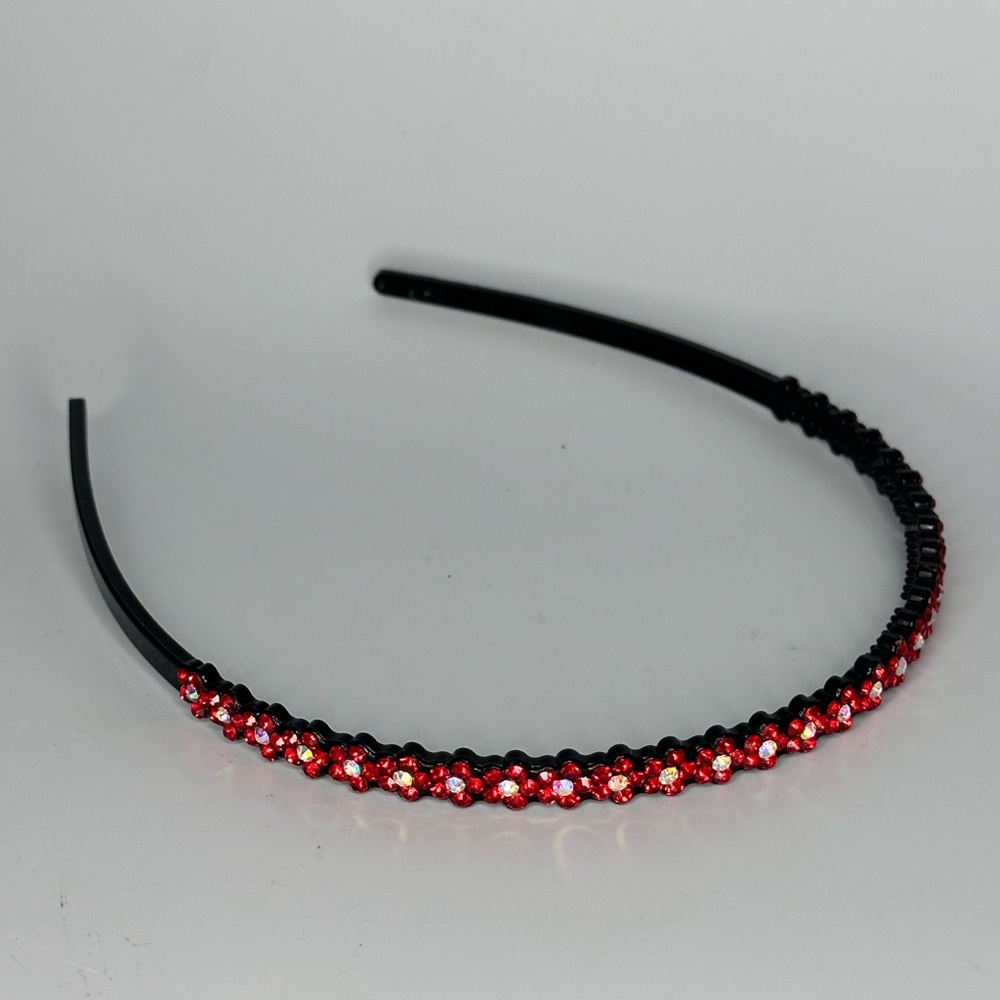 Red Flower Rhinestone Head Band - Picture 2 of 2